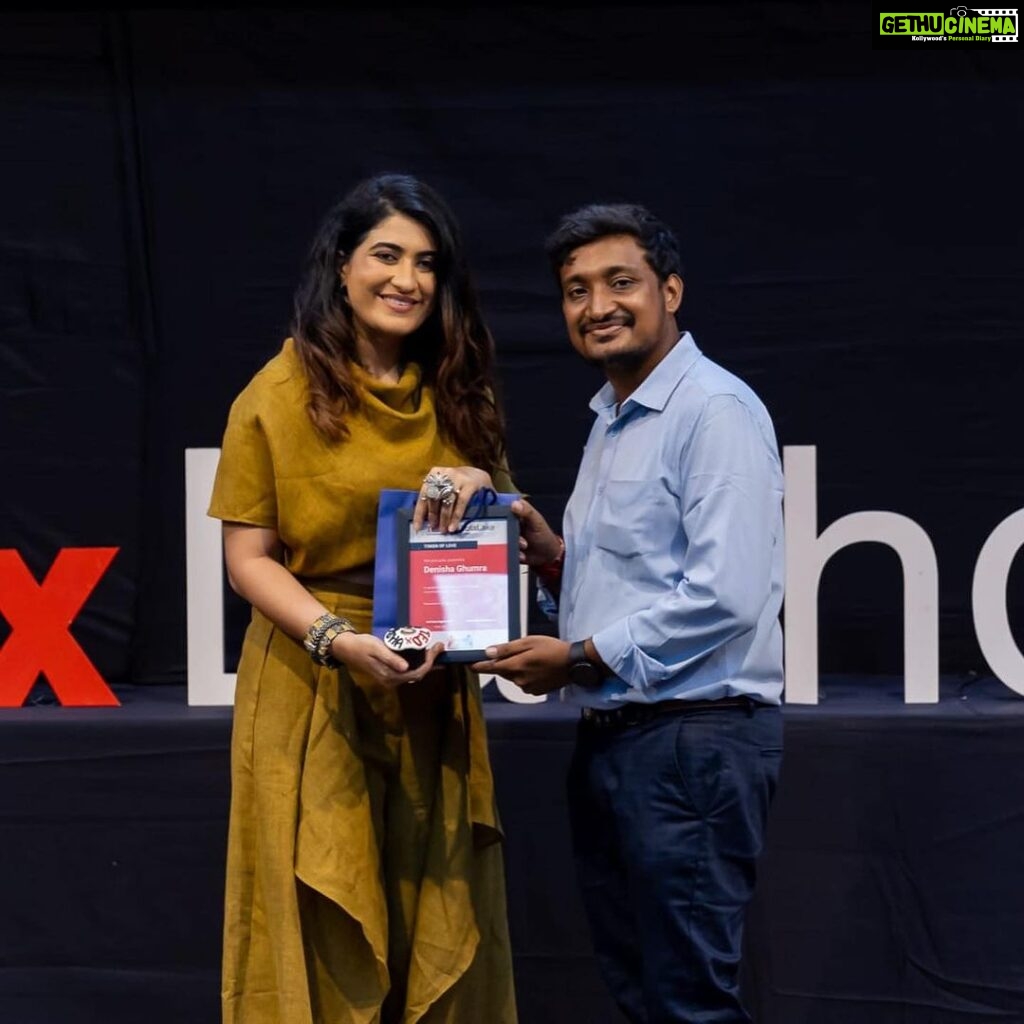 Denisha Ghumra Instagram - TEDx Talk day was a good day. Looking back at my entire journey, made me feel so good about myself. We often forget where we came from and how we started 🌸 . Thank you @vatsal_1994 @myrjdhara 🤍 . Outfit - @houseoffett Styled by - @ishhaa_nagar MUAH - @brides_byhetnajadeja Jewellery - @thejewelstudiio . #tedx #tedxtalks #tedxspeaker #tedxyouth #tedxwomen #tedxindia #lifejourney #beinganactor #changingperceptions #nealdonaldwalsch #conversationswithgod #loveisallthereis #denishaghumra