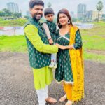 Dhamnashree Kadgaonkar Instagram - Thank u so much @kalaa_bynanda for taking this efforts for 3 of us .. we loved the theme .. #festiveattirecontinues #festival #dhanashrikadgaonkar #kalabynanda #ganapatipuja #jacketstyle #kurti #instgram #kabir Durvesh’s and Kabir’s jacket and my Kurti by @kalaa_bynanda ❤️❤️❤️ Ghodbandar Road Thane