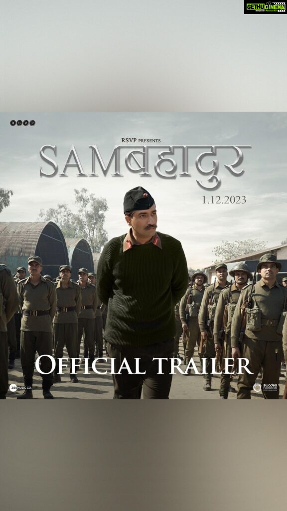 Fatima Sana Shaikh Instagram - To the Indian army, to the nation and its people, we present to you a glimpse into the life of India’s Greatest Soldier, Sam Manekshaw. 🙌🏻 🫡 #SamBahadur Trailer Out Now! #Samबहादुर in cinemas 1.12.2023 #SamIsHere @meghnagulzar @vickykaushal09 @sanyamalhotra_ @ronnie.screwvala @mohdzeeshanayyub @neerajkabi @realgovindnamdev @aanjjan.srivastav @bhavani.iyer @ishantanus @rsvpmovies @maharrshshah @zeemusiccompan