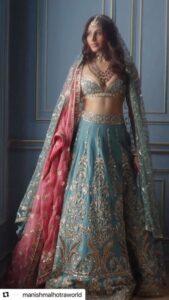 Heena Achhra Instagram - @manishmalhotraworld with @use.repost
・・・
Oceanic teal hues intricately meddle with India’s ancient craft, embroidered gold crystal stones, metallic zardozi threads, and Mukaish, and stylized outlines to form an alluringly linear vision of the new age #ManishMalhotraBride

She adorns bridal jewels comprising Polki treasures, rubies, and emeralds to harmonize the grandiosity. 

#Khaab Bridal Couture 2022 

@manishmalhotra05 

Jewellery: Manish Malhotra Jewellery by Raniwala 1881
@manishmalhotrajewellery 

Sound: @tech_panda  @kenzaniofficial
Videographer: @neeraj_hinduja 
Photographer: @tarun_khiwal 
Styled by: @harshad.fshn 
Mua:  @deepa.verma.makeup 
Hair: @cristianocpereira 
Production: @ikp.insta 

#ManishMalhotra 
#ManishMalhotraWorld #manishmalhotrajewellerybyraniwala1881 #ManishMalhotraVows #ManishMalhotraLabel #ManishMalhotraProductions #ManishMalhotraJewellery #ManishMalhotraVows #bride #bridal