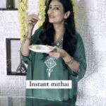 Juhi Parmar Instagram - #CookingWithJuhi is back because it’s that time of the year that is incomplete without food. What is Diwali without sweets? So here I am making a super easy mithai that is instant, and can be made with minimal ingredients! Don’t count the calories and let yourself indulge this festive season! My promise is to make it up with diet but for now let’s countdown to Diwali! Sharing the super easy recipe below: Ingredients- 1 cup milk 1 cup desiccated coconut 1 cup milk powder 3 tbsp powdered sugar 1 tbsp ghee Almonds for garnishing Method: In a pan add milk and sugar, mix it well. Then add desiccated coconut and cook for a minute or two. Then add milk powder and cook for few minutes till the consistency is as shown in the video. Add ghee and mix well. Let it cool and give it any shape of your choice. I have made laddoo and added almond on top. Enjoy it with your friends and family. . . 👗 @bunaai #diwali #diwalivibes✨ #diwalisweets #diwali2023 #homemadesweets #festival #reels #reel #reelsinstagram #reelsvideo