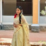 Kalyani Anil Instagram - Onam’23 🌼♥️ Onam series -3🌼 #marivanious Neckset @_vr_jewels_ Blouse from @geesahh_designs Thanku @brides_of_deepthi for this hairstyle😘 📸 @namitha_merin_george 🫶🏻 Mar Ivanios College