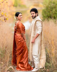 Keerthi shanthanu Instagram - This was one fun & quick shoot at #canada for @debonairdesigner 🧡
With Anbarey @rjvijayofficial 🧡
Love alllllll the pics @emphotography_1 🧡 Ur team ❤️‍🔥