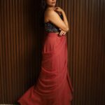 Keerthi shanthanu Instagram - 🤎💫 Draped saree & corset : @bandananarulaofficial photography Team: @shotsbyuv @portraitsby.pb @sat_narain