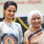 Ketaki Mategaonkar Instagram - Extremely honored to share that I received one of the most prestigious awards "Manik Verma Puraskar" from the hands of Padmavibhushan Dr. Prabhatai Atre. I sincerely thank Swaranand Pratishthan for this great honor. One of the most cherishable moments was I received this award in the auditorium of my school Kalmadi High School. I humbly receive this award and dedicate it to my parents, my gurus, and all of you wonderful listeners and fans. I shall continue to work harder and spread happiness through my music. All my love. Ketaki.❤️ . Makeup: @diptimakeupartist Outfit: @labelsoniyasaanchi Click: @rushi_clicker Managed by @cosmostarmedia . #ketakimategaonkar #grateful #award #manikvarma