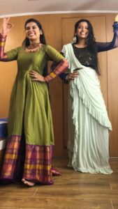 M.M. Manasi Instagram - When you have a shoot during navratri, you dance in the caravan.. But YOU DANCE 🤩🤣💃 
Manasi's 
Outfit 1 - @fiorebymalar_ 
Outfit 2 - @_kalamkari_____ 

Monissha's 
Outfit 1 - @shopzters 
Outfit 2 - @manasimm 's wardrobe (😝)

Banger of a song by @achintstagram
@cokestudiobharat @adityagadhviofficial 

Fun Choreo by @alexander_noel_janam @abhi_badarshahi @janam_official 🔥

P.c - Mummy darling (Who was dancing behind the camera 🤣) 

#khalasi #navratri2023 #navratrispecial #dancevideo