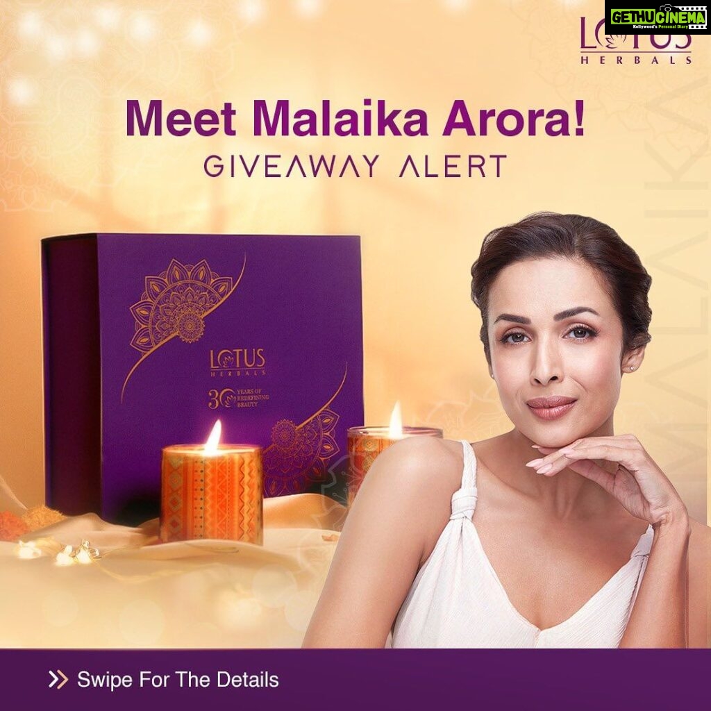 Malaika Arora Instagram - Are you ready to unlock the beauty secrets and seize this opportunity? 🎁✨ Don't miss out on your chance to shine with Malaika and Lotus Herbals! 💫 #LotusBeautyGiveaway #MeetMalaika #LotusHerbals #Lotus #MalaikaArora #Giveaway #FreeGift #Contest #contestalert