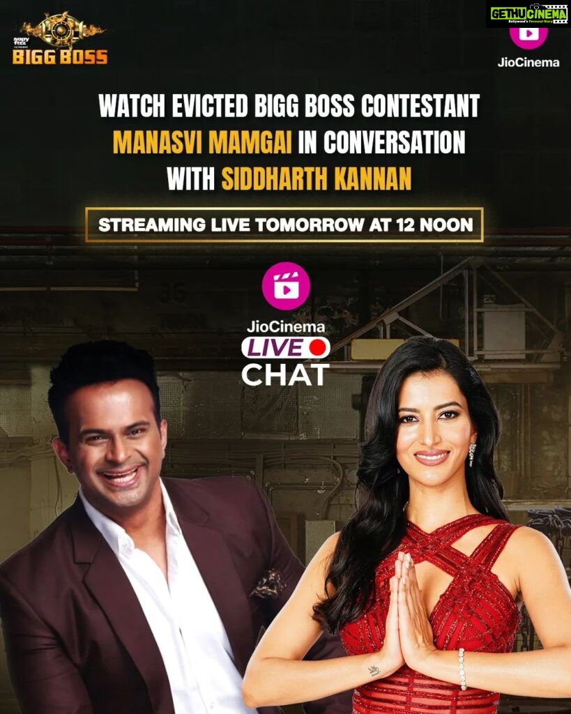 Manasvi Mamgai Instagram - The diva and Bigg Boss 17 wild card entry is all set for a LIVE chat with @sid_kannan. Will she spill some exclusive inside news? Find out on the JioCinema App, tomorrow at 12 Noon. @imanasvi #SiddharthKannan #ManasviMamgai #JioCinema #JioCinemaLiveChat