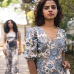 Meenakshi Raveendran Instagram - Meenakshi wearing printed Mini Dress from Aurora collection 🦋🤍 📸 @premsampaul DM for Orders!!