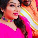 Meghashree Instagram - With hero......😜🧿 @thebhuvisatya . . Outfit:@soulcouture_clothing