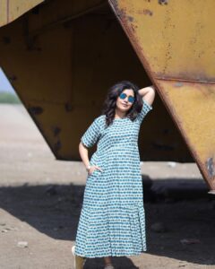 Mukta Barve Instagram - OUT OF STOCK 😊

Our most favourite look is here🐘♥️

• Limited stock available 

Dress code : FMB-002

• Get summer ready yet with our Long quirky print dress!! 

In frame : @muktabarve 

MUA : @gayatridhanve_mua 

Shot by : @prashantdhanvephotography

Orders will be taken until stock lasts. so, Hurry Up!

#womenwear #cottoncoordsets #womenfashion #indianfashion @retro #fashionblogger #fashionstyle #sustainablefashion #cotton #ootd #style #styling #actor #fsshionista #muktabarve #collaboration #marathimandaldubai #dubai #clientdiaries #client #dubaiexpact #dubai🇦🇪 #online #homegrown #brand #onlinebusiness #onlineshopping #vocalforlocal #india #marathimulgi #fashiongram