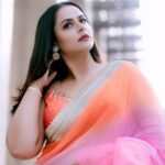 Prachi Tehlan Instagram - Finally got time to post this 🧡💛❤️ Stylist: @rishu812 Wearing : @phoolshreeofficial MUAH: @rosesdewladiessaloon Accessories: @sollakdesigns Captured by: @_jinto_peter PR : @socisparrow Dubai, United Arab Emirates