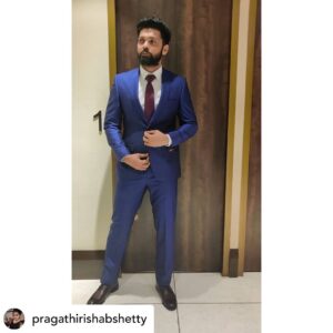 Rakshit Shetty Instagram - Styled by @pragathirishabshetty for ASN premier... Sorry Paggu. Couldn’t get you pics from the show day 🙈