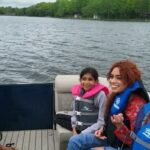Rambha Instagram - 😍🥰Dhee and Santhosh with kids.What an unexpected Aventures day #watersports #adventure #kids #sing #singing #kids #music #boating #vacation