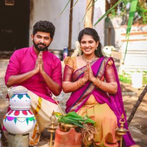 Saravana Vickram Instagram - Happy Pongal ✨
Makeover  @moon_li8_makeoverartistry
Pc 👉 @colorgram.photography
Costume 👉  @be_unique_boutique_
Jewellery 👉 @adyarfathimacollections