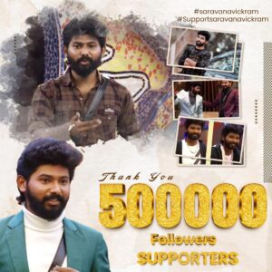 Saravana Vickram Instagram - Thanks to all your incredible love and support 🙏

#saravanavickram 
#bb7 #biggbosstamil #500k #500kfam #thankyou #teamsaravanavickram #saravanavickram #biggboss7 #biggboss7tamil #vijaytelevision #disneyplushotstar #kannan #saravanavikram