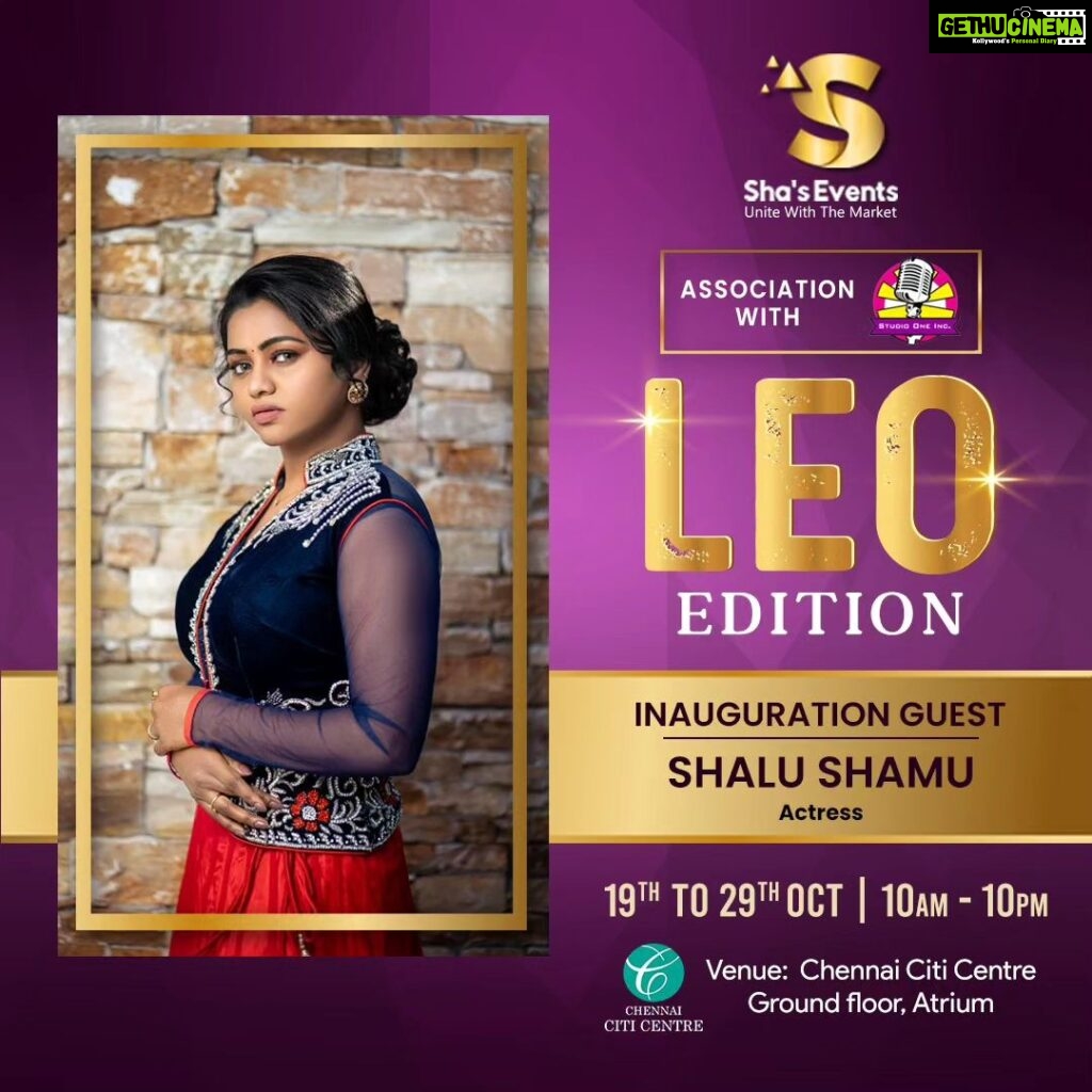 Shalu Shammu Instagram - Shas events so glad you have yoi as a INAUGURATION GUEST @shalushamu LEO Edition Exhibition From Oct 19 to Oct29 @chennaiciticentre, Products from all Over India. Clothing, Food, Lifestyle, Jewellery, Luxeries, Games, Kids Play.... by @shas.event.. Get Ready For the Thalapathy Swag...VISIT NOW to CHENNAI CITI CENTRE MALL #expo #chennaiciticentre #handicrafts #exhibition #chennaiexpo #chennaievents #handicraftsexhibition #shoppingexhibition #handloomproducts #saree #chudidhar #kurtis #dressmaterial #shoppingfestival #homedecor #shopping #games #kidsplay #marinabeach #leo #leomovie #actorvijay #thalapathyvijay #leovijay #lcu #inoxmovies #pvrcinemas #zudio #westside City Center Chennai