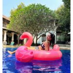 Shriya Pilgaonkar Instagram - Floating through life, emotionally attached to my flamingo friend. 🦩💕 #FlamingoFeelings #Birdsongmoira #goa #Theatreweekend 👙 @angelcroshet_swimwear Birdsong, Moira, Goa