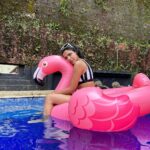 Shriya Pilgaonkar Instagram - Floating through life, emotionally attached to my flamingo friend. 🦩💕 #FlamingoFeelings #Birdsongmoira #goa #Theatreweekend 👙 @angelcroshet_swimwear Birdsong, Moira, Goa