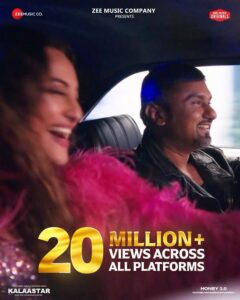 Sonakshi Sinha Instagram - #Kalaastar, the much-anticipated second chapter is ruling charts with a phenomenal 20 million views across platforms within 5 hours ⚡️

#Kalaastar ft. #YoYoHoneySingh & #AsliSona from #Honey3.0, tune in now!

#ZeeMusicOriginals @yoyohoneysingh @aslisona @rdmmedia @bass.yogi @ronyajnali @gill_machhrai @jonas.s.beck @itsrdm @yyhitro28 @indo662 @anuragbedii  @zeemusiccompany