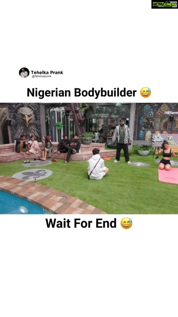 Sunny Arya Instagram - Nigerian BodyBuilder 🤣 #Tehelkaprank #SunnyArya #TehelkaBhai #biggboss17 #jiocinema #biggboss #bb17