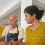 Swagatha S Krishnan Instagram - Today was about printing with my dad and singing together while at it 💃🏻🌸 #swagatha #singer #actor #dad #daddaughter #duo
