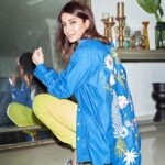 Tisca Chopra Instagram - Blue with green has to be my favourite color blocking .. Wearing @nika1.0clothing with @zara tracks and @realmrvalentino sandals HMU @shrushti_birje 📸 @dieppj #colorblock #blue #green #fashion #style