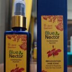 Vimmy Bhatt Instagram - Blue Nectar Hair Tonic Comprises 8 Ayurvedic Herbs like Almond, Bhringraj, Aloe Vera, Rosemary, Hibiscus etc. It nourishes your hair from root to tip to provide lustrous shine, strength and smoothness. Bhringraj in this tonic increases blood circulation to the scalp and roots, which promotes hair growth. While Rosemary prevent premature graying and dandruff. Light & non sticky hair spray having pleasant Hibiscus fragrance that can be worn for the entire day. #bluenectar #bluenectar_ayurveda #contemporaryayurved #herbquotient #naniapproved #upcycle #ecofriendly #ecofriendlypackaging #environmentalfriendly #sustainability #sustainableliving #sustainablelife #givebacktonature #naturalhairtonic #naturalhairserum #hairfalltreatment #hairfallcontrol #naturalhaircare
