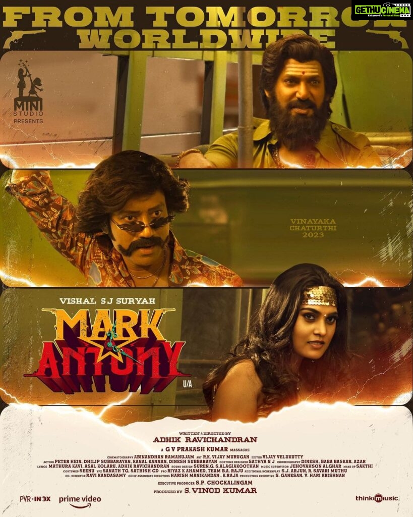 Vishal Instagram - #MarkAntony releasing Worldwide in Theatres Tomorrow !! Book @ https://tinyurl.com/BMSMarkAntony #MarkAntony #MarkAntonyFromSep15 Welcome to the #WorldOfMarkAntony