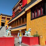 Aakriti Rana Instagram - Thiksey Monastery is the largest monastery of Central Ladakh, the monastery is also famous for its 49 ft tall statue of Maitreya Buddha in the lotus position, covering two floors of the monastery. Isn’t it so beautiful? #DefenderJourneys @landrover_in @Cougar__Motorsport #CougarMotorsport #partnership #aakritirana #leh #ladakh #thikseymonastery #travelblogger #incredibleindia