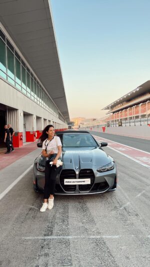 Aakriti Rana Instagram - Watch till the end for @aditya_rana’s reaction 🤣 I booked his flight just to make him jealous 🤣😈
Had an absolutely thrilling experience at @dubaiautodrome yesterday! Drove a @bmw M4 Competition on the track and touched 210km/hr 😀 If you are ever in Dubai, you really need to do this! Next time I’ll drive the Ferrari 🔥 

#aakritirana #siblings #circuit #bmw #bmwm4 #collab #bmwm4competition #racetrack #drivingexperience #supercars #dubaiautodrome #traveblogger #carlifestyle #dubai #dubailife