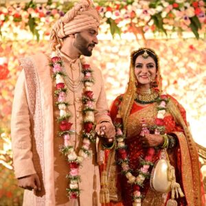 Aastha Chaudhary Instagram - In the light of Love, Faith & Blessings, We decided to unite forever. 25-04-2022 💖🧿✨ Aastha & Aditya Photography- @arrt_photos MUA- @skincoach_ishanagra Styled by - @shrishtijetli Jewellery - @sbj.jewellery Aditya's outfit - @ankurarora_bespoketailoring #newbeginnings #justmarried #gratitude #blessed #aasthachaudhary @wedeilicious @wedmegood @weddingz.in @indianweddings @wed.vows Hotel Kanha Shyam , Allahabad