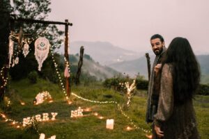 Akshata Sonawane Instagram - They say that the greatest of things and the boldest of achievements happen after a lot of chaos and unexpected events. 
Two days after meeting my girl I said the words “I LOVE YOU” 
A week later I told my mom I love someone.
A month later I wanted to put a ring on her. 
I mean what kind of a millennial would do that! Did I come on too strong? Always thought I did. But how do you calculate when and where you’d fall head over heels in love with someone! 

I’ve been wanting to propose to her and give her the perfect moment! Cause she is no less than perfect. How do I create it? After all I’m the most imperfect guy on earth. 

I started small, asked my parents first, my mom had given me her ring and said put it on her. She’s the most precious thing that could happen to our family. Then I convinced her family, then buttered her pretty friends. Sooner than later the whole world thought we were engaged as we were. 
The surprise wasn’t surprising anymore..

But I haven’t asked her yet! I wanted to tell her how much she means to me. How much she means to my world. How badly I want to be a part of her universe. 
Multiple plans and cancellations later.. 
I planned a little get away into the mountains against all odds and uncertainties. The drama never ends right! My mother fell sick back home the day we landed. Today it was pouring cats and dogs! No scope of light or a ray of sunlight! There goes my plan to propose to her during the sunset on top of a hill going down the drain! I felt derailed! 

But, when the love is real and the girl you are in love with is the universe’s gift to you. Everything falls in place. Mom felt better, rain stopped, sun came out! 
I finally could decorate the whole thing up cause hey! I want to do it with my own hands! Set up the whole thing and waited for her. 
She came looking like a princess
I walked her down the aisle
Went down on my knee and asked her the question? 
SHE SAID YES!!! 
❤️💍⛰️

Here’s to an imperfect man finding his perfection in the eyes of the woman he loves. 🥂

PC: @clickzz_ofraj