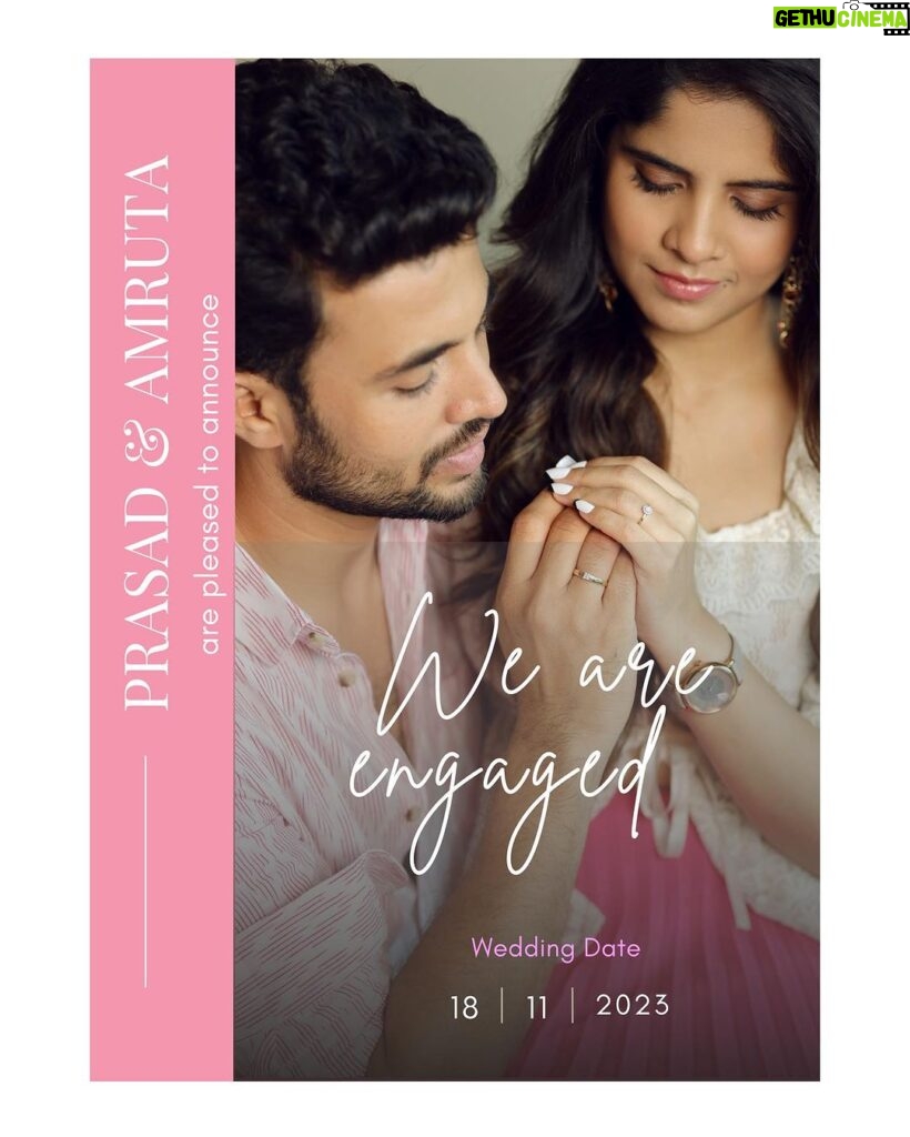 Amruta Deshmukh Instagram - We’re Engaged! ♥️ 💍 We are officially nominating each other as permanent team members and we are ready to face any tasks that come our way..♾️♥️ • • #Engaged #ForeverTogether #18November❤️ • Photos by: @shrutisbagwe Hair and MUA: @saurabh_kapade Prasad’s styling by: @tanmay_jangam Prasad’s outfit: @cottoncottageindia Amruta’s Outfit: @zara Mumbai, Maharashtra