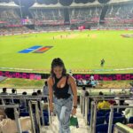 Anukreethy Vas Instagram - World Cup 2023 🏆 🏏 . South Africa vs Pakistan 🌼 . . #worldcup #worldcip2023 #chepauk #chepaukstadium #bleedblue #india #cricket #anukreethyvas Chepauk Stadium