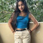 Deshna Dugad Instagram - I don't have a bad attitude; I have a strong personality.👸😇 . . #deshna #deshnadugad #captions #baddie #cool #look #blue #blueeyes #blue #coolook #swag