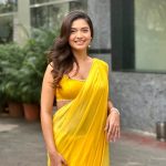 Divya Agarwal Instagram - Wrapped in the warmth of tradition, this yellow saree brings out my vibrant spirit! 💛 Saree @mandirawirkhq Styled by @stylingbyvictor @sohail__mughal___ Assisted by @styleby_antara Accessories @the_jewel_gallery Makeup @dishisanghvii Hair @fouzikazi_makeupndhair