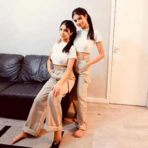 Ishveen Gulati Instagram - Good time, not a long time….🤍 

OUTFIT: @boohoo ✨

#teamvleenam #mirrortwins #twins #twin #london #uk