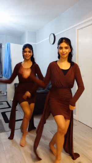 Ishveen Gulati Instagram - Gallan🤎 #teamvleenam #mirrortwins #twins #twin ✨