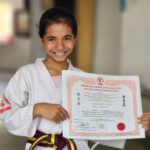 Jennifer Mistry Bansiwal Instagram - A very joyful moment for us...Lekissha turned golden brown belt today Thank you @baduumesh for the training... #jennifermistrybansiwal #Lekissha #lekisshamistrybansiwal #karate #jenissha #bobbybansiwal #mayurbansiwal Ville Parle East, Mumbai (Suburban)