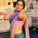 Kaavya Arivumani Instagram - Okay but saree💜 @keziah_costume_stylist @hafsaaddotcom @beufashions #kaavya#kaavyaarivumani