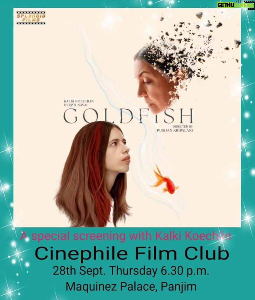 Kalki Koechlin Instagram - Panjim, I know @goldfishthefilm didn’t come to the theatres in your city but now it is! It’s a special screening! See you all next Thursday. I will be doing a Q and A post the screening. @goldfishthefilm #panjim #marquinezpalace
