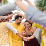 Karthika Nair Instagram - Karthika & Rohit -“Two hearts,one shore” @karthika_nair9 💓 @iromenon Decor.- @maritusweddings Venue - @udaysamudrakovalam #happlyeverafter #twohearts #danceinorange #elegantcouples #joyfullmoments #shadisaga #weddinglehenga #actress. Uday Samudra Leisure Beach Hotel