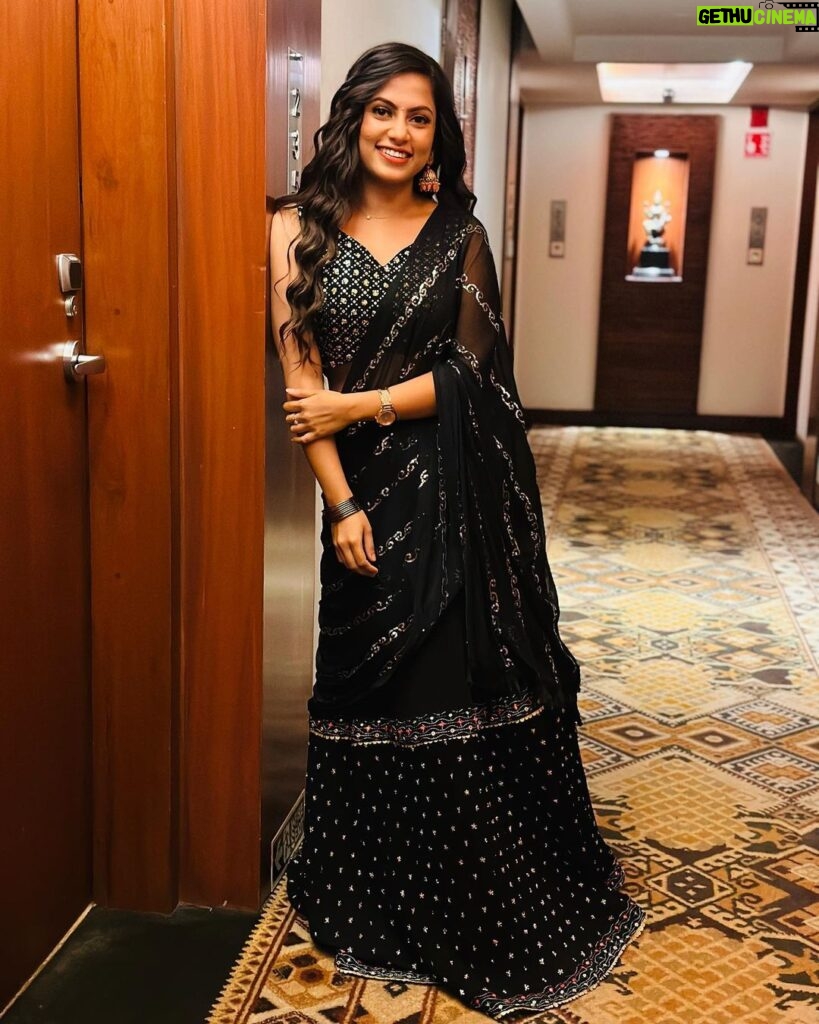 Madhumitha H Instagram - My soul speaking colour 🖤💫 . Hairstyle - @mahesh_hairstylist #beyou #blacklove #lehenga #soulcolours #smile #pose #curlyhair #curls