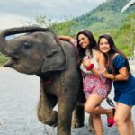 Madhumitha H Instagram - So here it comes! I agreed to the whole trip for this kutty @madhumitha.h_official. She is a beach gurl and i am a mountain wala 😉 and i lov animals. So i had an agreement with her to show me elephant 😝 but she failed it by mistake and i went mad 😠. So later today she tried harder and harder and took me there somehow but we ran out of cash, she pleaded, managed somehow within the money and i was flaunting ♥️♥️♥️ i even got mad that she didn’t click my pics properly so she asked for retake and clicked me again ♥️♥️♥️ em sorry babieeee and ilovuuu the most♥️♥️ never leaving ur side 🤣 cheers to many of my useless fights kuttieeeee🧿🧿🧿 always with u my pysch Aonang Elephant Sanctuary