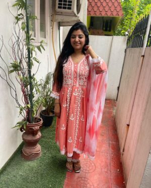 Mahalakshmi Shankar Instagram - Beautiful Chikankari cotton top palazzo pant with dupatta.. amazing festive collection from @sai_collections1111