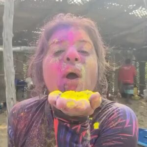 Nidhi Bhanushali Instagram - So grateful for this day to have repeatedly, with out fail, every year filled my life with joy and colours (literally).

Happy Holi 🌈

Taking this opportunity to share this cute video @surfingindia & @shreyas__pawar made from last year’s holi. 

P.s. - Incredibly missing my family and friends back at home. This occasion will always be slightly incomplete without them by my side.