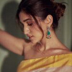 Nidhi Shah Instagram – full bloom, a lucky charm & lasting happiness…🌻 
.
.
.
Does she realize she looks like a sunflower, ready to rain sunlight on all who look down upon her?
.
.
Wearing – @raw_mango 
Earrings – @curiocottagejewelry 
Photography – @dieppj 
Makeup by – Me 💕
Hairby – @nayanhair