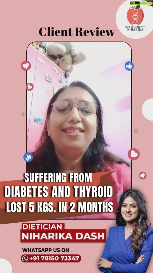 Niharika Dash Instagram - My real joy comes from witnessing my clients achieve their results. I never make fake promises or engage in dishonest promotions to deceive my clients. Allow me to introduce Priya Mitra Mamm. She is a teacher by profession and a diabetic patient. I feel truly blessed to have received her review about our services. Thank you, Priya, for placing your trust in Diet Delight with Niharika. With our personalized homemade diet plan, she has been able to effectively manage her diabetes levels and sugar cravings.❤️ If you want a customized Homemade Diet plan, WhatsApp us at +917815072347. Also, Connect Us On: 👉Facebook: https://www.facebook.com/DietdelightwithNiharika 👉Instagram: https://www.instagram.com/dietdelightwithniharika/ 👉Youtube: https://www.youtube.com/@dietdelightwithniharika4069 👉Twitter: https://twitter.com/NiharikaDash14 👉LinkedIn: https://www.linkedin.com/in/niharika-dash-326435212/... 👉Websites: https://www.dietdelightwithniharika.in/ #weightloss #weightlossdiet #happyclients #clientsreview #cutomerreview #HealthIssues #Hypothyroidism #Obesity #Infertility #ConceiveNaturally #patienttestimonial #ThyroidControl #CustomizedDietPlan #CustomizedHomemadeDietplan #HomemadeDiet #Exercise #pcod #pcos #nutrition #HealthyEating #healthylifestyle #BalancedDiet #HealthyLifestyle #NutritionTips #dietdelightwithniharika ODISHA