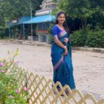 Pranika Dhakshu Instagram - PoV : wearing your crush’s fav colour 💙 . . Saree : @chettinad_sarees Blouse stitched: @labelssarumathi . . #pranikadhakshu #avaninaval❤️ #lovesong #tamil #instareels #trendingnow #chitha #siddharth Chennai, India